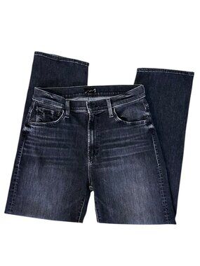 MOTHER The Ditcher Zip Ankle Straight Leg Jeans Smoking Section Black